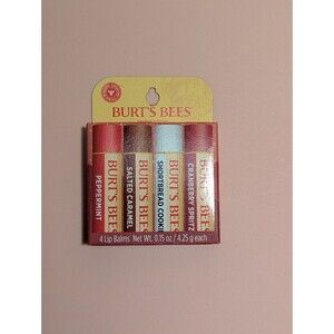 Burt's Bees 4 Pack Lip Balms Festive Fix Pack Limited Edition 0.15 oz each balm